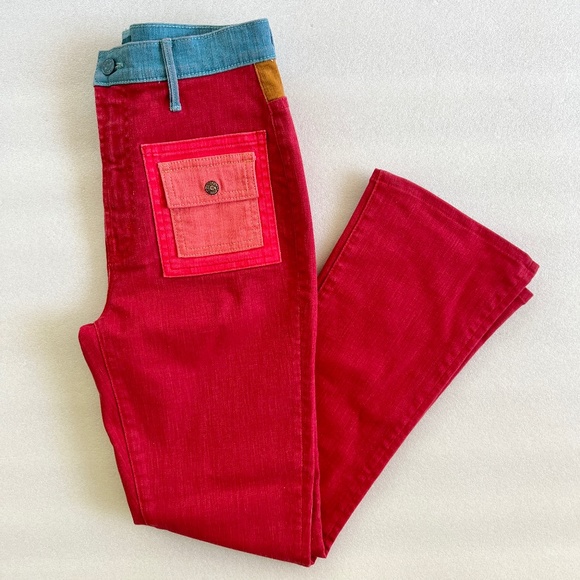 RARE!! MOTHER Colorblock Patch Pocket Flare High Rise Jeans